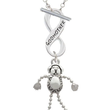 Dog with 4 Dangle legs Godmother Infinity Toggle Necklace