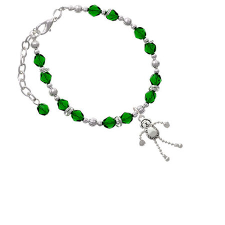 Dog with 4 Dangle legs Green Beaded Bracelet