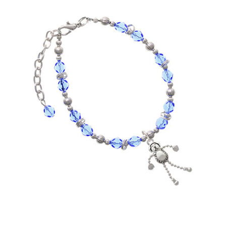 Dog with 4 Dangle legs Light Blue Beaded Bracelet