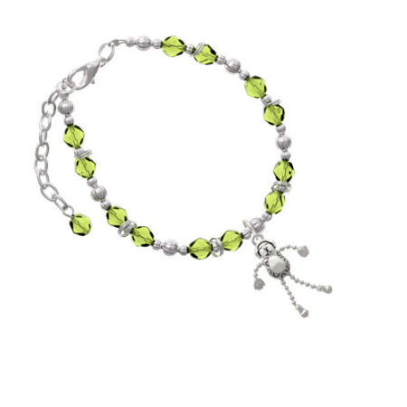 Dog with 4 Dangle legs Lime Green Beaded Bracelet