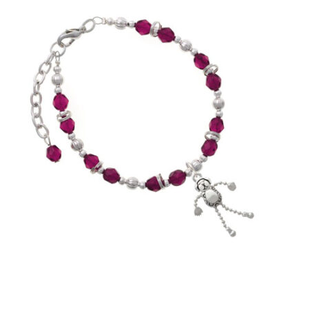 Dog with 4 Dangle legs Magenta Beaded Bracelet