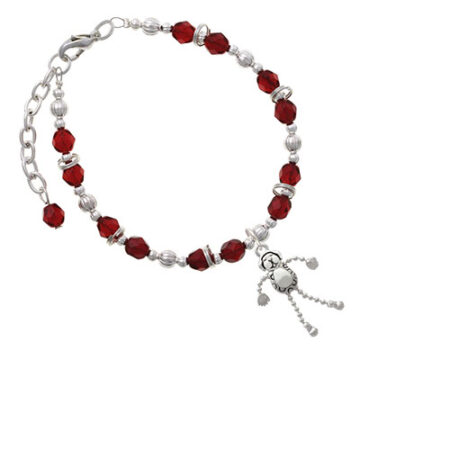 Dog with 4 Dangle legs Maroon Beaded Bracelet