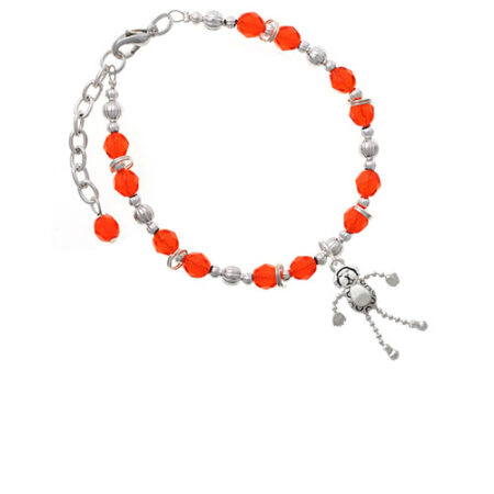 Dog with 4 Dangle legs Orange Beaded Bracelet