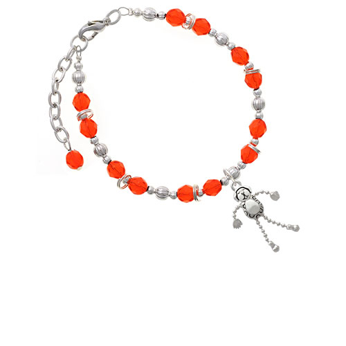 Dog with 4 Dangle legs Orange Beaded Bracelet