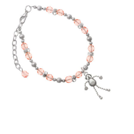 Dog with 4 Dangle legs Pink Beaded Bracelet