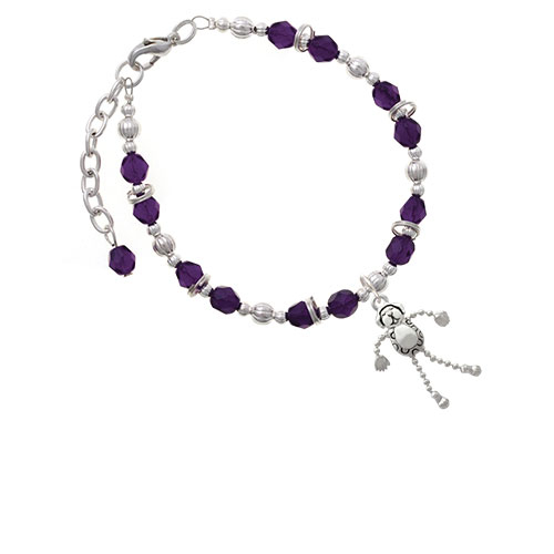 Dog with 4 Dangle legs Purple Beaded Bracelet