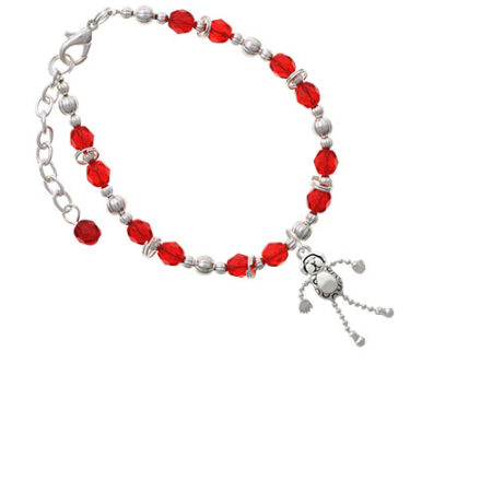 Dog with 4 Dangle legs Red Beaded Bracelet