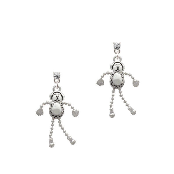 Dog with 4 Dangle legs Silver Plated Crystal Post Earrings, Select Your Color