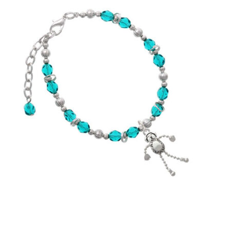 Dog with 4 Dangle legs Teal Beaded Bracelet