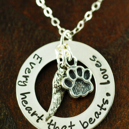 Every Heart that Beats, Loves - Dog Lover Hand Stamped Necklace