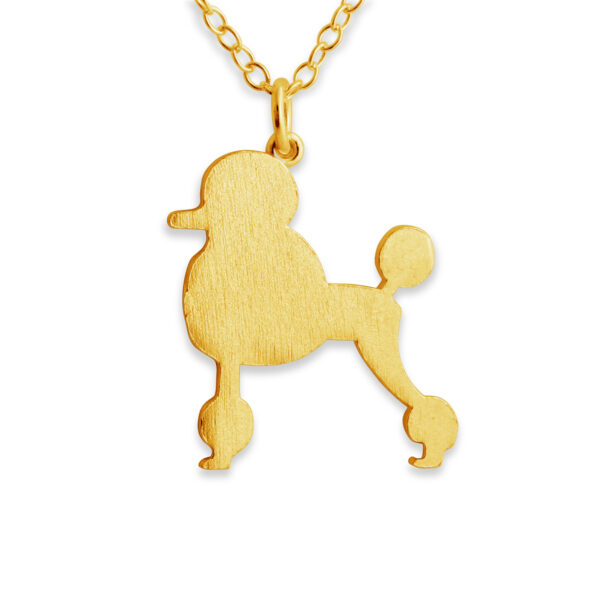 Fancy Poodle Silhouette Pet Animal Charm Pendant Necklace #14K Gold Plated over 925 Sterling Silver #Azaggi N0366G - 12'' child
