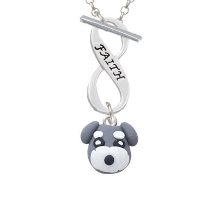 Fimo Clay Puppy Dog Faith Infinity Toggle Necklace