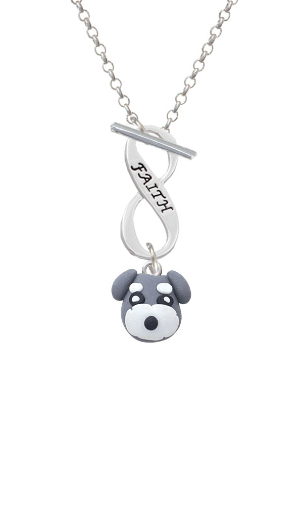 Fimo Clay Puppy Dog Faith Infinity Toggle Necklace