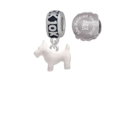 Flat Scottie Dog 10K Run She Believed She Could Charm Beads (Set of 2)