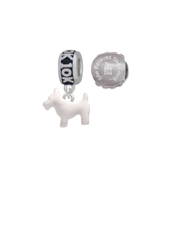 Flat Scottie Dog 10K Run She Believed She Could Charm Beads (Set of 2)