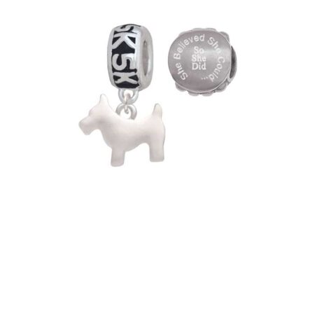 Flat Scottie Dog 5K Run She Believed She Could Charm Beads (Set of 2)