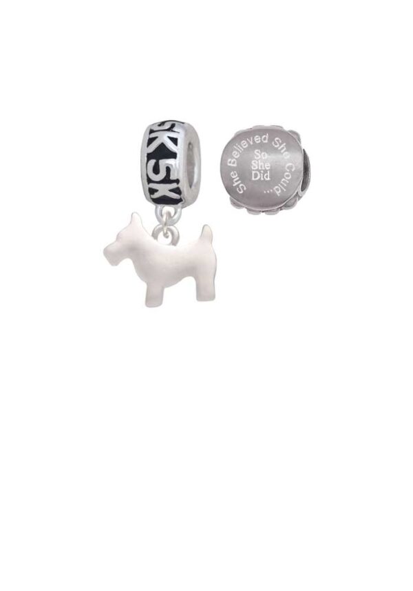 Flat Scottie Dog 5K Run She Believed She Could Charm Beads (Set of 2)