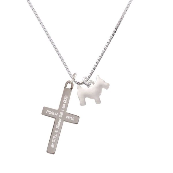 Flat Scottie Dog - Be Still and Know - Cross Necklace