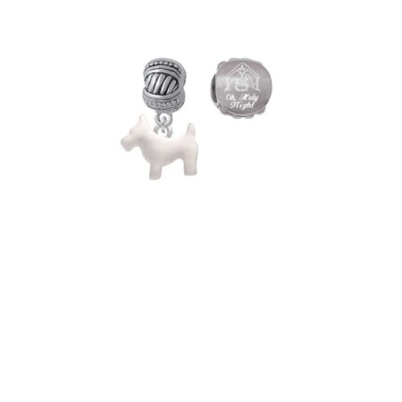 Flat Scottie Dog Come Let us Adore Him Charm Beads (Set of 2)