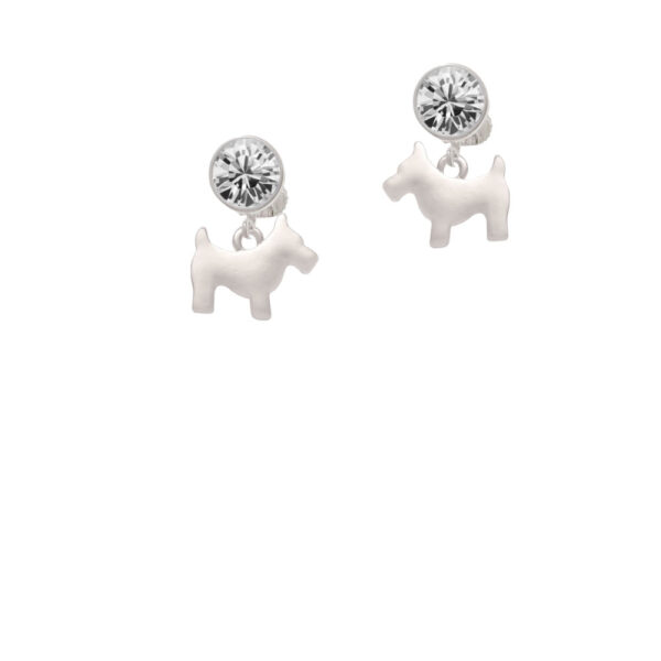 Flat Scottie Dog Crystal Clip On Earrings
