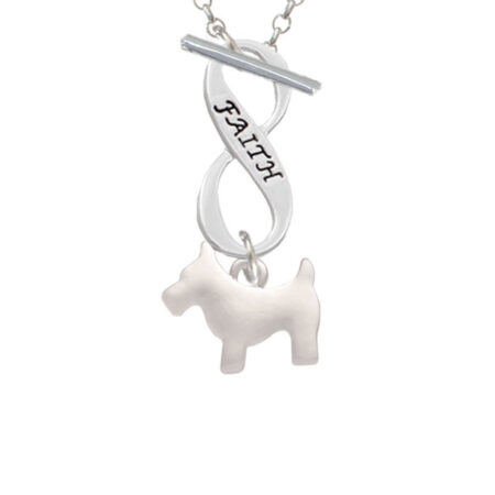 Flat Scottie Dog Faith Infinity Toggle Necklace