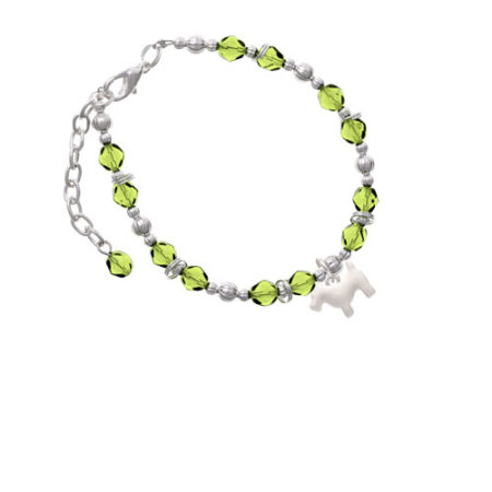 Flat Scottie Dog Lime Green Beaded Bracelet