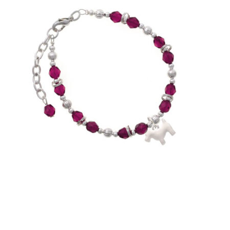 Flat Scottie Dog Magenta Beaded Bracelet