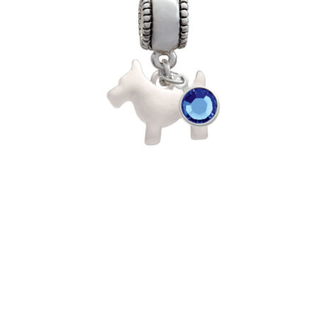 Flat Scottie Dog Silver Plated Charm Bead with Crystal Drop, Select Your Color