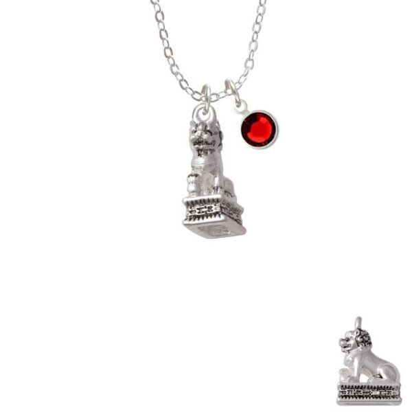 Fu Dog Necklace with Red Crystal Drop