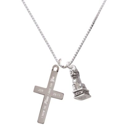 Fu Dog - Plans I Have for You - Cross Necklace