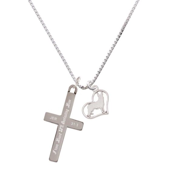 German Shepard Silhouette Heart - Everlasting Love - Cross Necklace