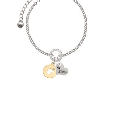 Gold Tone Dog Head Silhouette You Are Loved Circle Bracelet