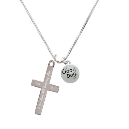 Good Dog with AB Crystal and Paw Print - Everlasting Love - Cross Necklace