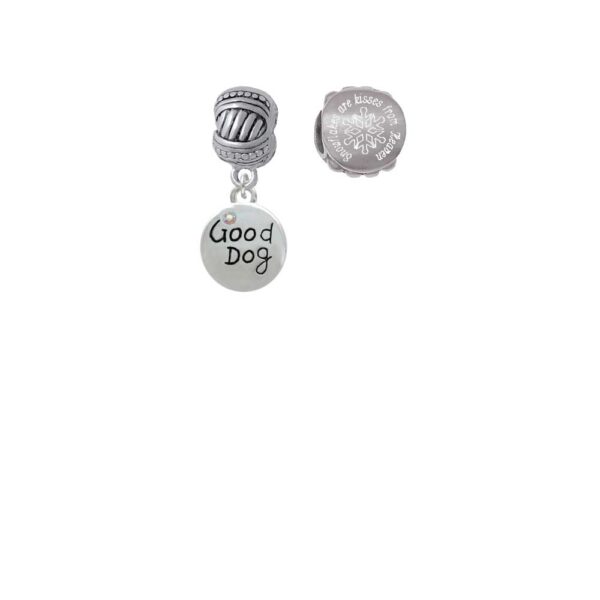 Good Dog with AB Crystal and Paw Print Snowflakes are Kisses from Heaven Charm Beads (Set of 2)