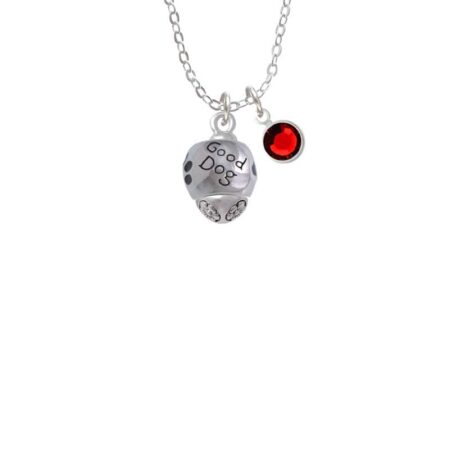 Good Dog with Black Paw Spinners Necklace with Red Crystal Drop