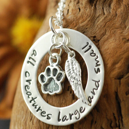 Hand Stamped Necklace, Personalized Hand Stamped Jewelry, Personalized Sterling Silver Necklace, Animal Lover, Dog Paw