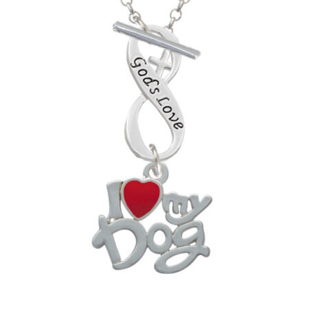 I Heart My Dog God's Love Infinity Toggle Necklace