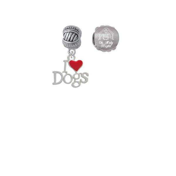 I love Dogs with Red Heart Come Let us Adore Him Charm Beads (Set of 2)