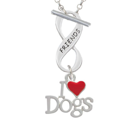 I love Dogs with Red Heart Friends Infinity Toggle Necklace