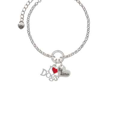 I love Dogs with Red Heart You Are Loved Circle Bracelet