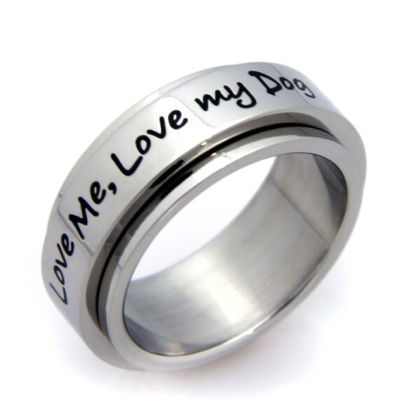 "Love My Dog" Spinner Stainless Steel Ring - 6