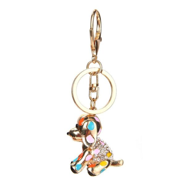 Lovely Dog Shape Keychain HandBag Pendant Keyrings Keychains For Car Crystal Rhinestone Key Chains Holder Women Accessories