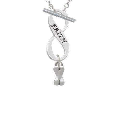 Mini 3-D Dog Bone Faith Infinity Toggle Necklace