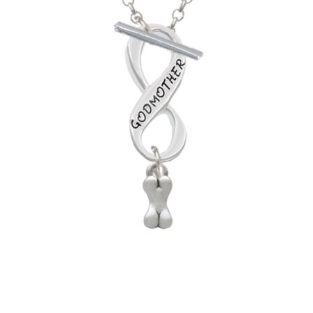 Mini 3-D Dog Bone Godmother Infinity Toggle Necklace