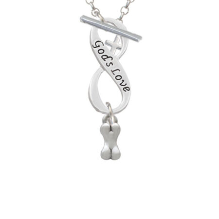 Mini 3-D Dog Bone God's Love Infinity Toggle Necklace