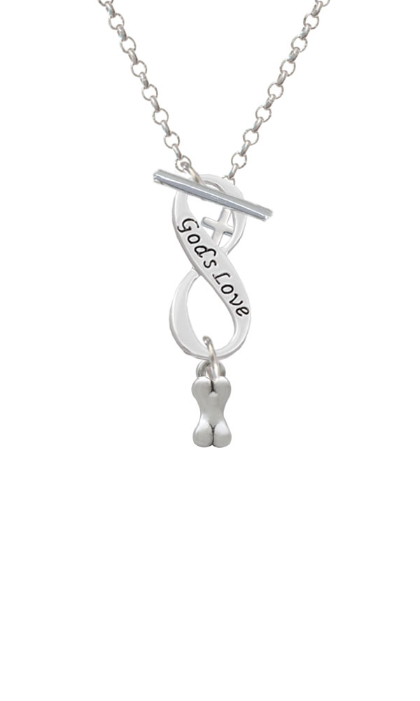 Mini 3-D Dog Bone God's Love Infinity Toggle Necklace