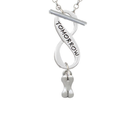 Mini 3-D Dog Bone Today Tomorrow Infinity Toggle Necklace