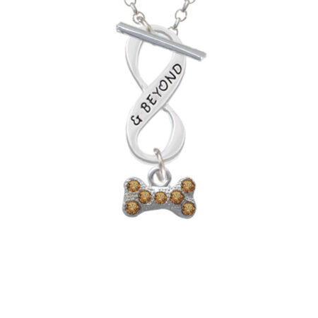 Mini Brown Crystal Dog Bone Infinity and Beyond Toggle Necklace