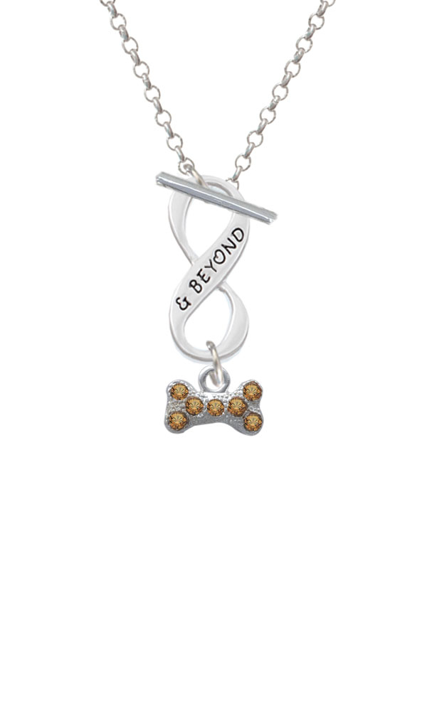 Mini Brown Crystal Dog Bone Infinity and Beyond Toggle Necklace