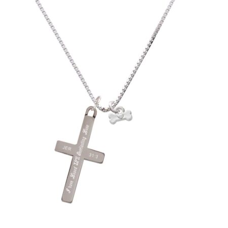 Mini Dog Bone with Heart - Everlasting Love - Cross Necklace